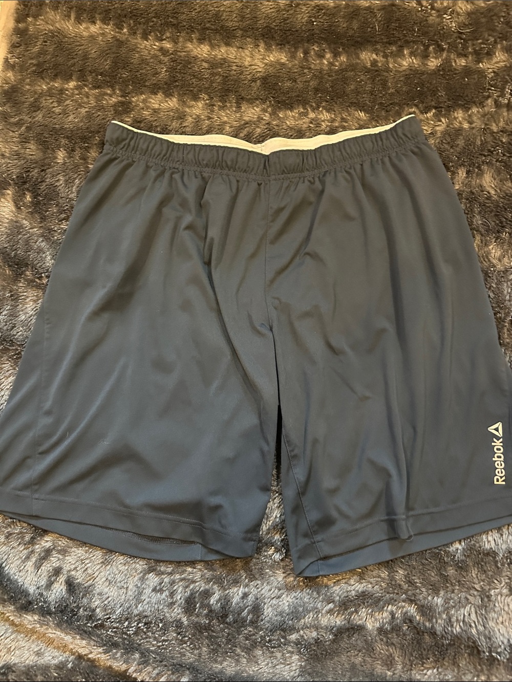 Reebok Men's Black Athletic Training Shorts with White Logo Trim